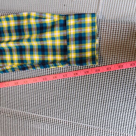 Duluth Trading Co Men's Small Green Yellow Plaid Cotton Poly Button Up Shirt - Picture 4 of 6